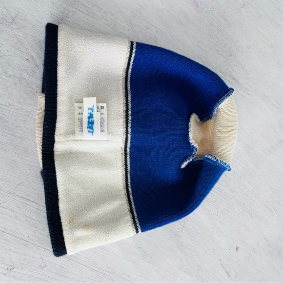 Lands' End Blue and Cream Wool Beanie Size Large - Picture 5 of 8